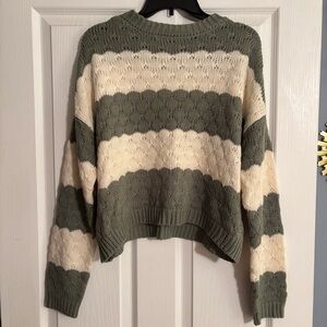 RSQ Green and Cream Striped Sweater